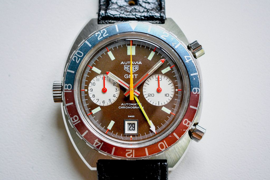 Tropical-Heuer-1163-GMT-Red-Needle