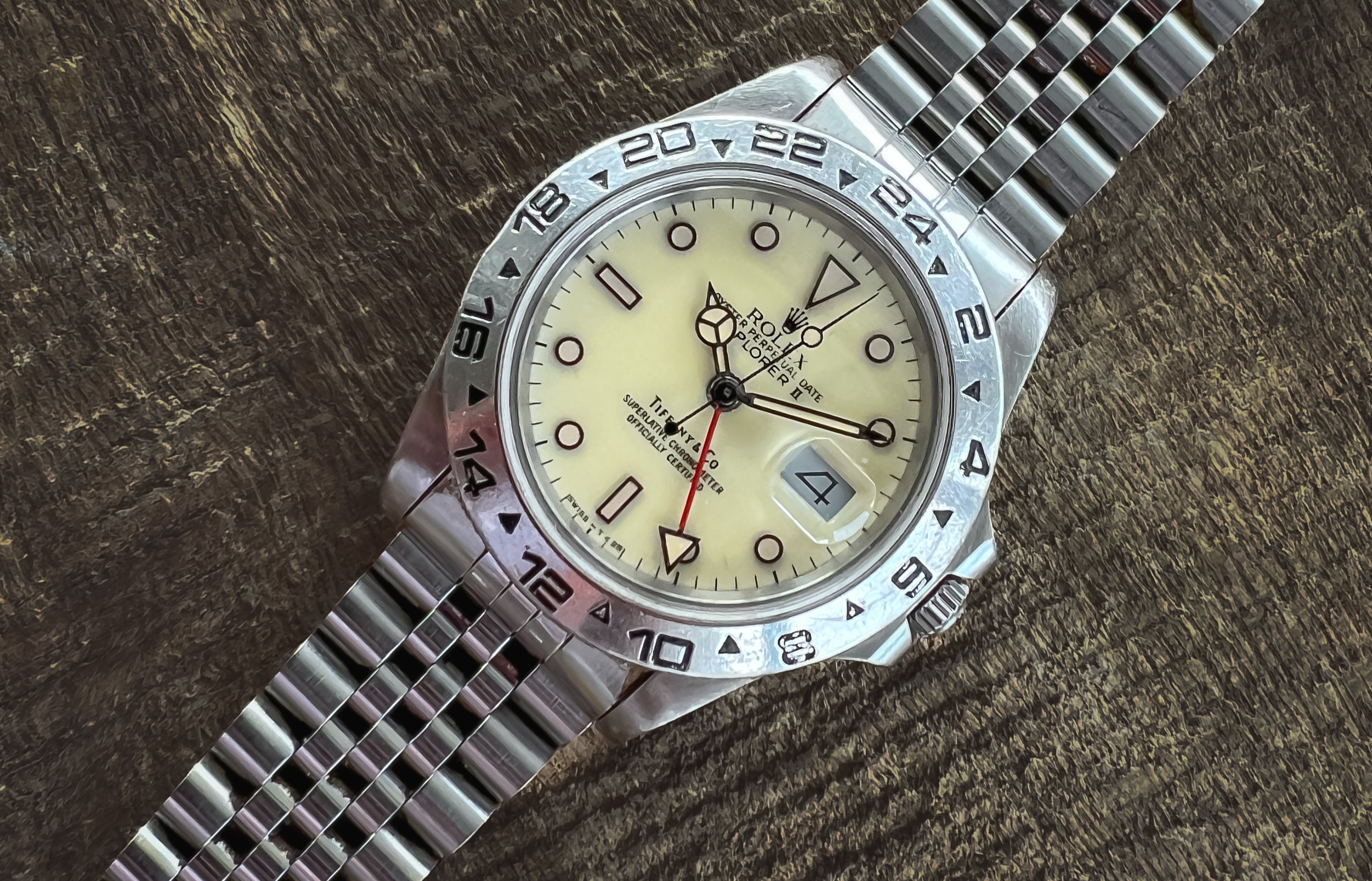Tiffany-Signed-16550-Rolex-Explorer-II-Cream-Dial