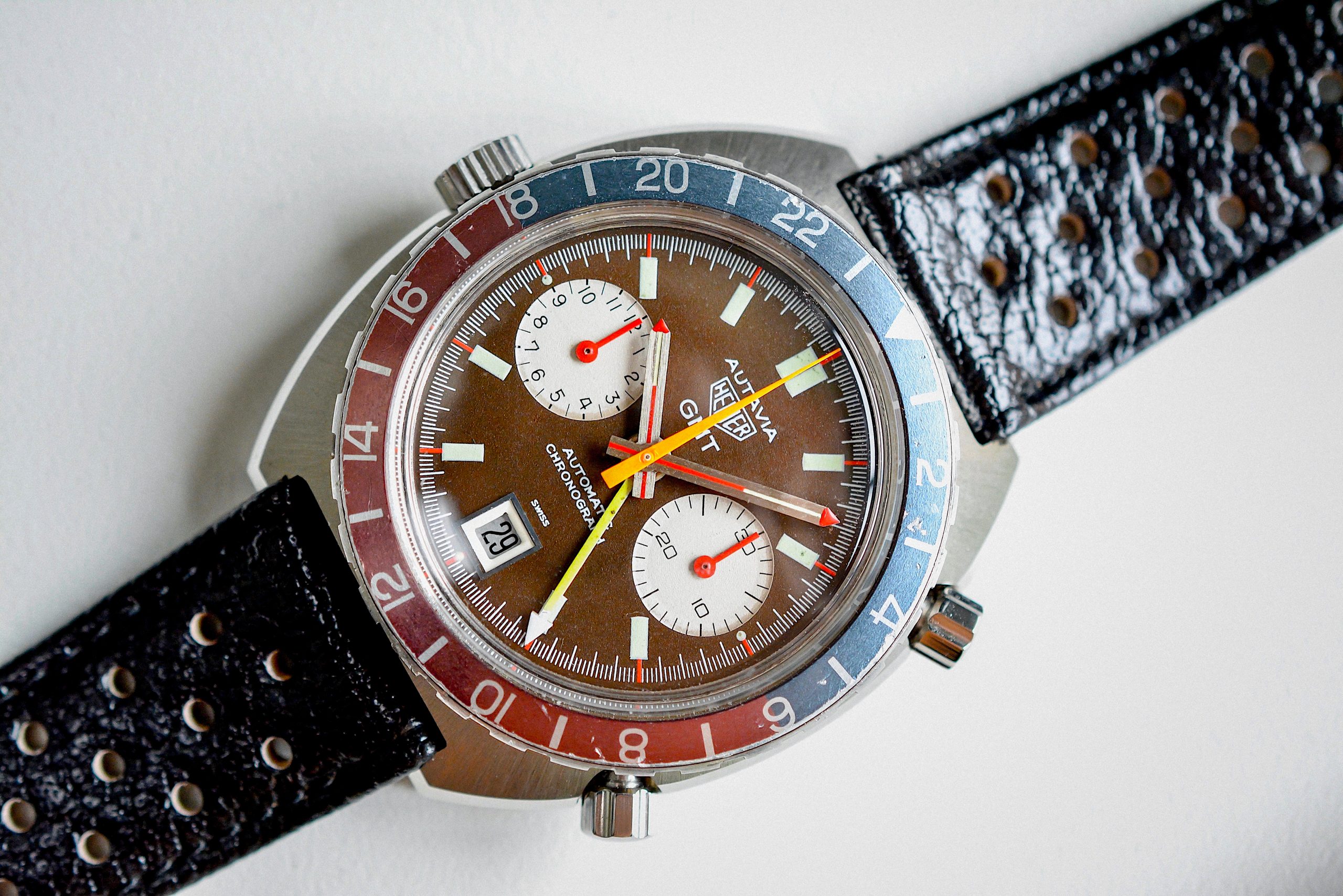 Tropical-Heuer-1163-GMT-Red-Needle